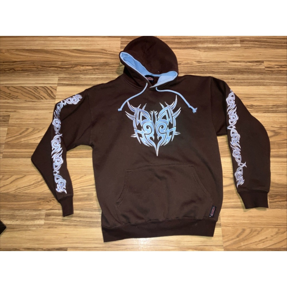 Y2K Sapphire Lounge  Brown  Sleeves Hoodie Sweatshirt‎ M Vintage Grunge Skate